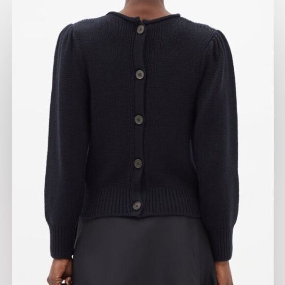 Three Graces London X Jud | M | Peggy Back-buttoned Wool Cardigan - Navy - Picture 1 of 8